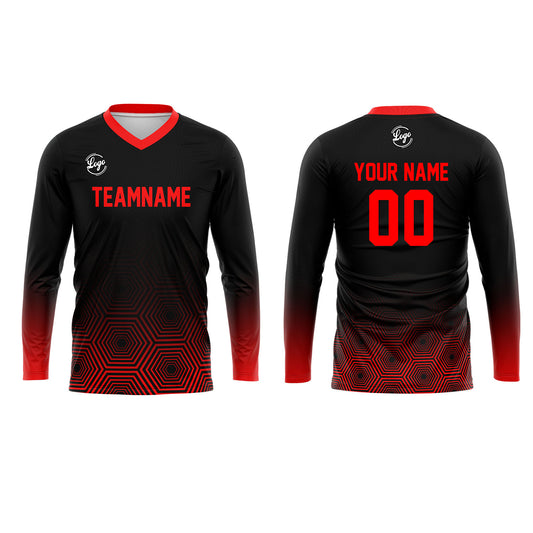 Kundenspezifisches Schwarz Rot Basketball Fußball Schießen langes T-Shirt für Erwachsene und Kinder