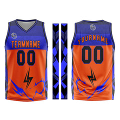 Benutzerdefinierter Orange Blau Basketball Jersey Uniform Anzug gedruckt Ihr Logo Name Nummer
