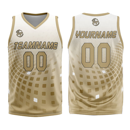 Benutzerdefinierter Weiß Braun Basketball Jersey Uniform Anzug gedruckt Ihr Logo Name Nummer