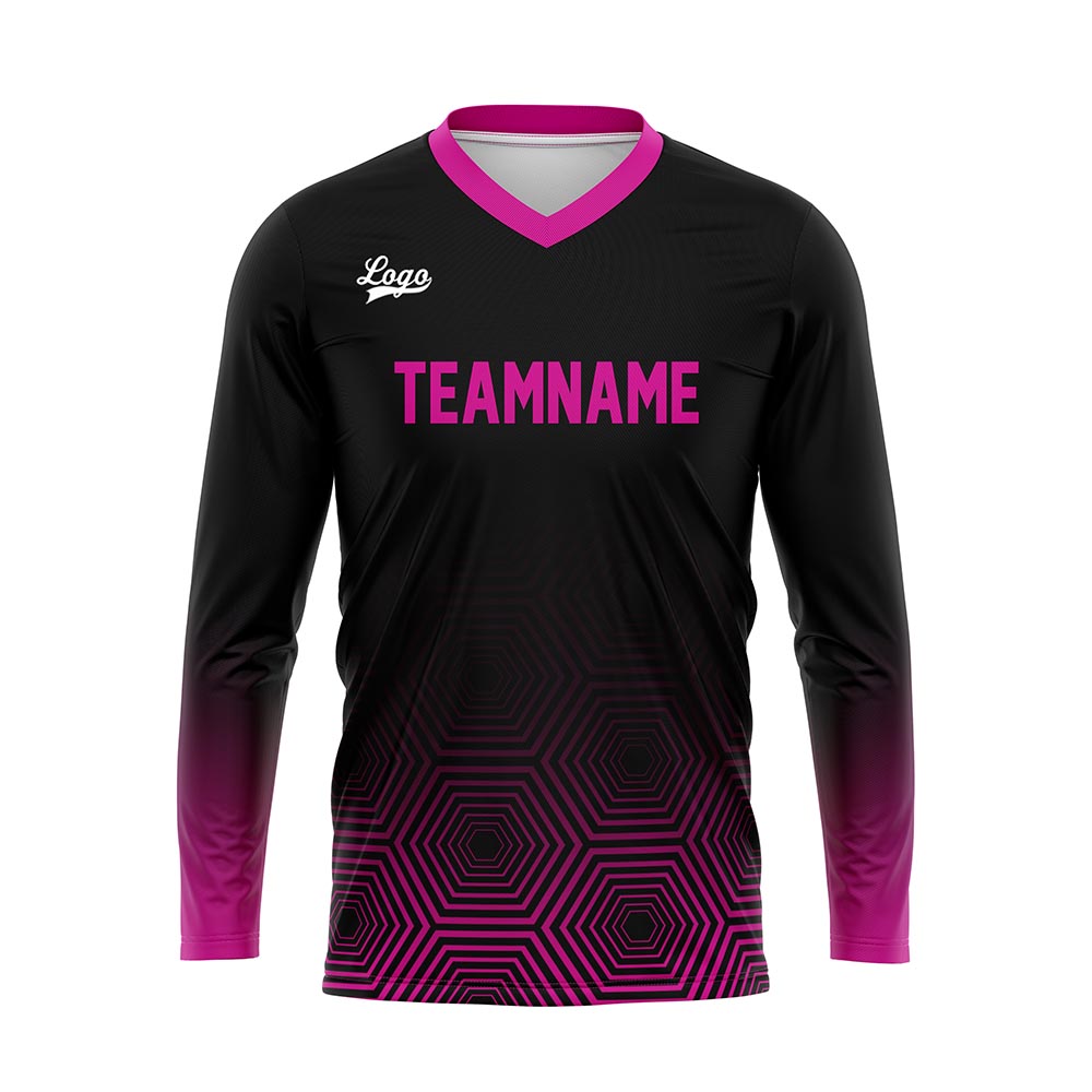 Kundenspezifisches Rosa Schwarz Basketball Fußball Schießen langes T-Shirt für Erwachsene und Kinder