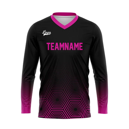 Kundenspezifisches Rosa Schwarz Basketball Fußball Schießen langes T-Shirt für Erwachsene und Kinder