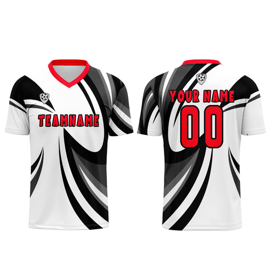Benutzerdefinierte Weiß Schwarz Trikots für Männer Frauen Personalisierte Fußball Uniformen für Erwachsene und Kind