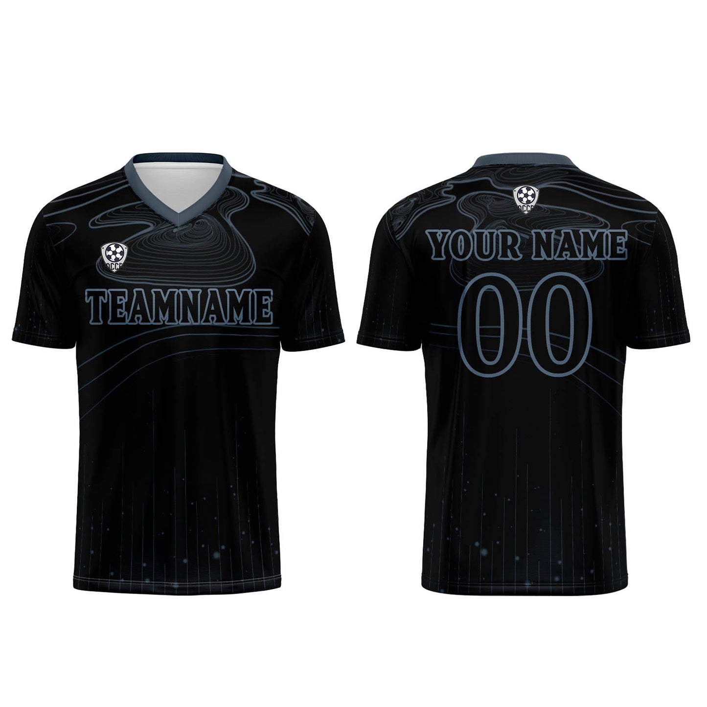 Benutzerdefinierte Schwarz Haze Blau Trikots für Männer Frauen Personalisierte Fußball Uniformen für Erwachsene und Kind