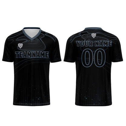 Benutzerdefinierte Schwarz Haze Blau Trikots für Männer Frauen Personalisierte Fußball Uniformen für Erwachsene und Kind