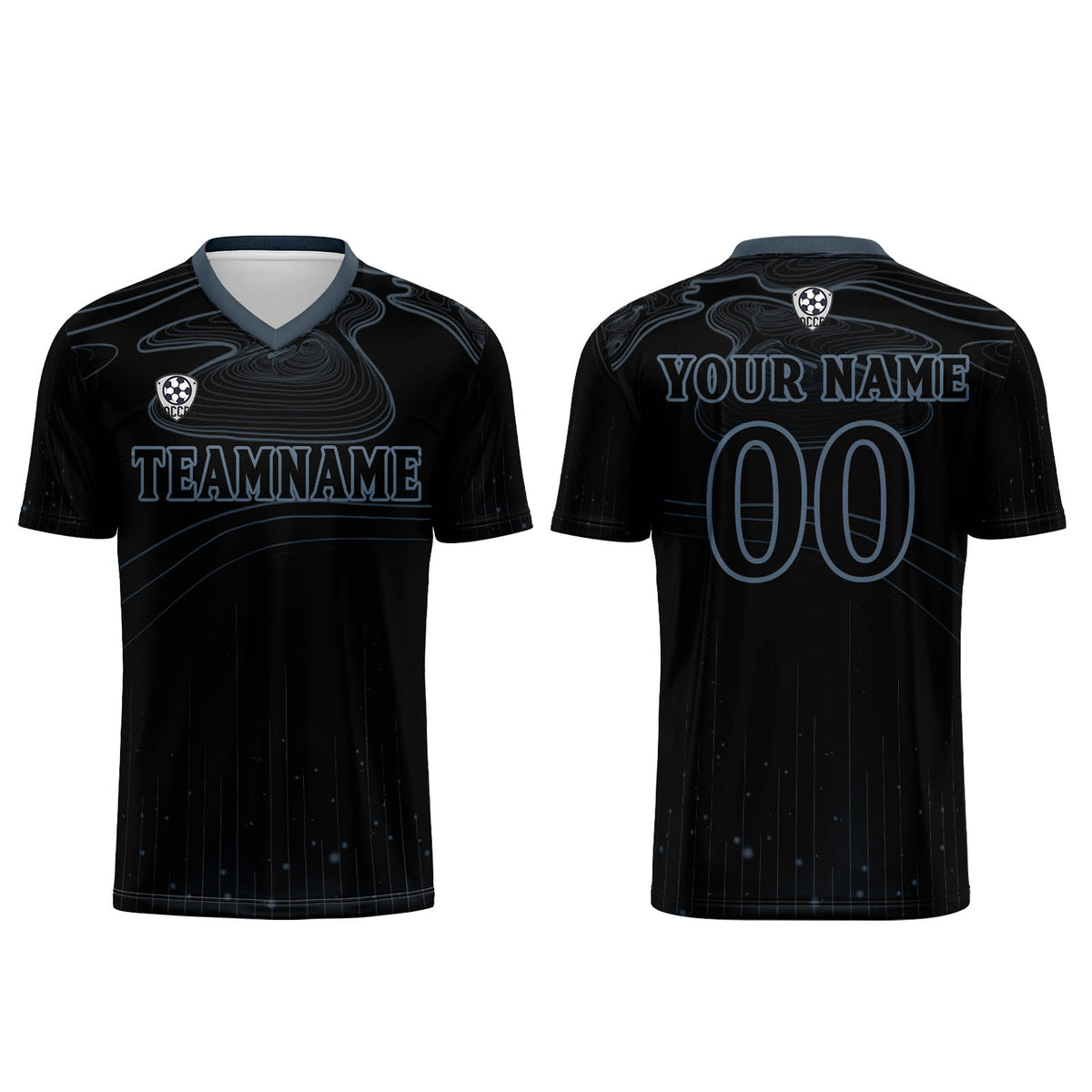 Benutzerdefinierte Schwarz Haze Blau Trikots für Männer Frauen Personalisierte Fußball Uniformen für Erwachsene und Kind