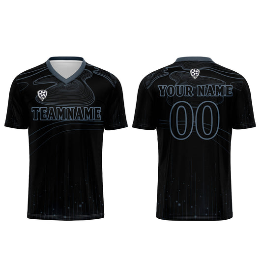 Benutzerdefinierte Schwarz Haze Blau Trikots für Männer Frauen Personalisierte Fußball Uniformen für Erwachsene und Kind