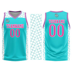 Benutzerdefinierter Cyan Rosa Basketball Jersey Uniform Anzug gedruckt Ihr Logo Name Nummer
