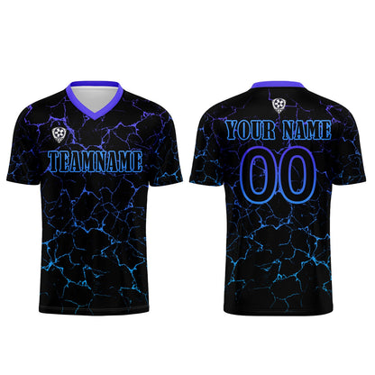 Benutzerdefinierte Schwarz Blau Trikots für Männer Frauen Personalisierte Fußball Uniformen für Erwachsene und Kind