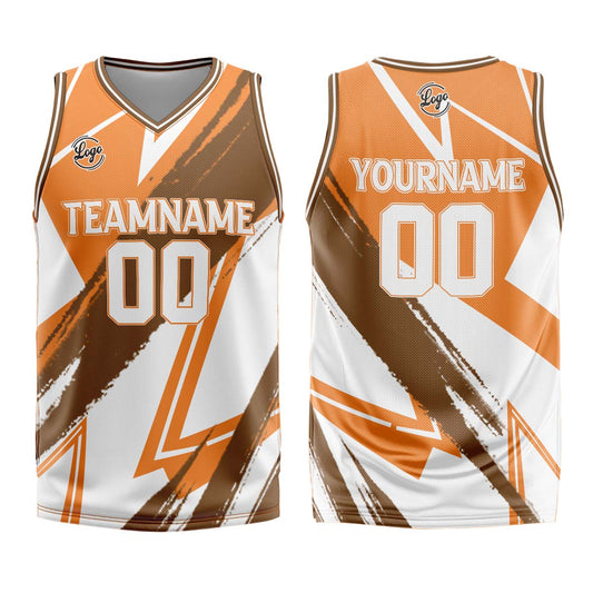 Benutzerdefinierter Orange Braun Basketball Jersey Uniform Anzug gedruckt Ihr Logo Name Nummer