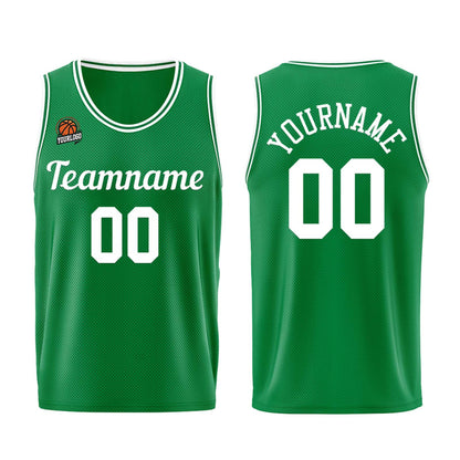 Individuelle Kelly Grün Weiß Basketball Jersey Shorts für Männer und Frauen Gestickter und gedruckter Name, Nummer und Logo