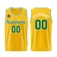 Individuelle Gelb Grün Basketball Jersey Shorts für Männer und Frauen Gestickter und gedruckter Name, Nummer und Logo