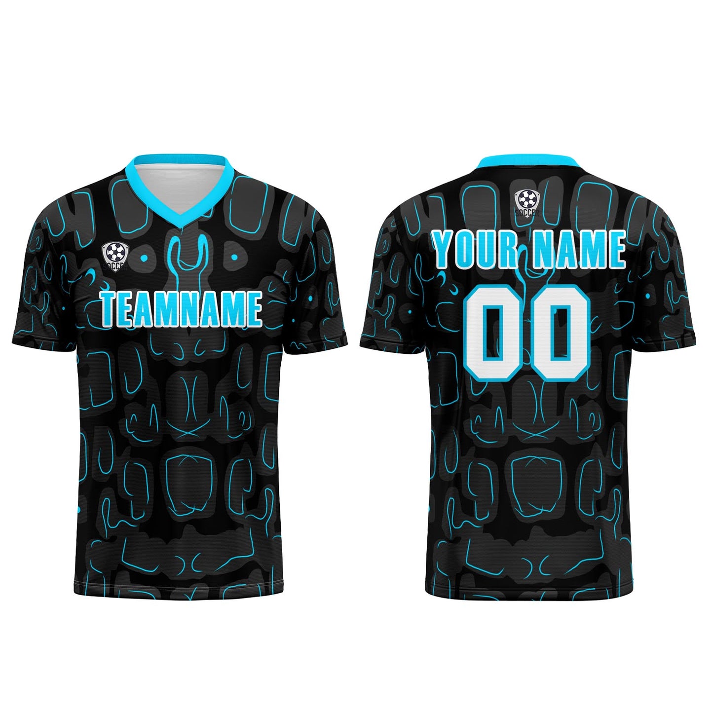 Benutzerdefinierte Schwarz Blau Cyan Fußball Trikots für Männer Frauen Personalisierte Fußball Uniformen für Erwachsene und Kind