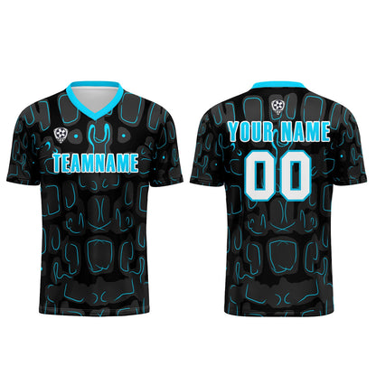 Benutzerdefinierte Schwarz Blau Cyan Fußball Trikots für Männer Frauen Personalisierte Fußball Uniformen für Erwachsene und Kind