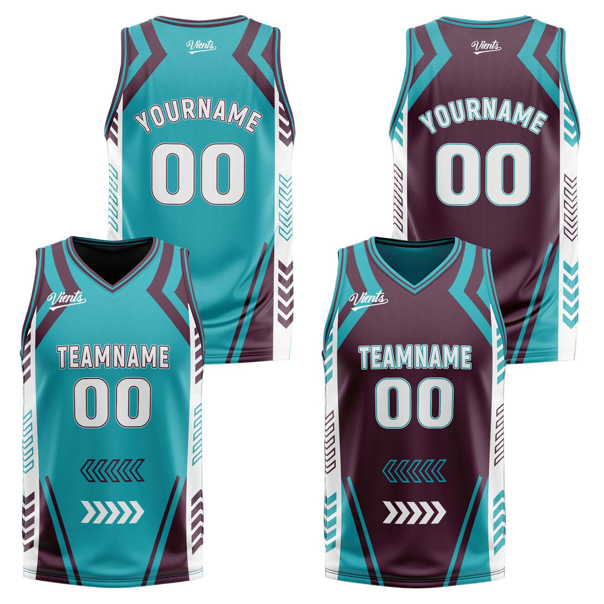 Benutzerdefinierte Cyan Jahrgang Lila Reversible Basketball Jersey Personalisierte Drucken Name Nummer Logo