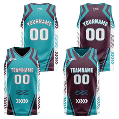 Benutzerdefinierte Cyan Jahrgang Lila Reversible Basketball Jersey Personalisierte Drucken Name Nummer Logo