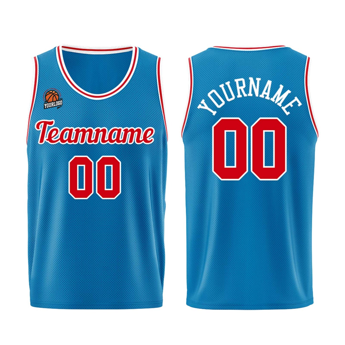 Individuelle Blau-Rot Basketball Jersey Shorts für Männer und Frauen Gestickter und gedruckter Name, Nummer und Logo
