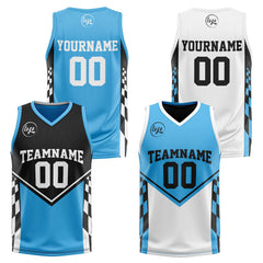 Benutzerdefinierte Schwarz Blau Reversible Basketball Jersey Personalisierte Print Name Nummer Logo