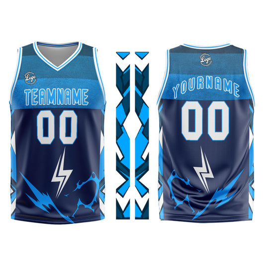 Benutzerdefinierter Marine Blau Basketball Jersey Uniform Anzug gedruckt Ihr Logo Name Nummer