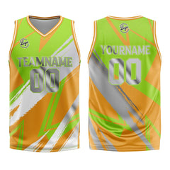 Benutzerdefinierter Grün Orange Grau Basketball Jersey Uniform Anzug gedruckt Ihr Logo Name Nummer
