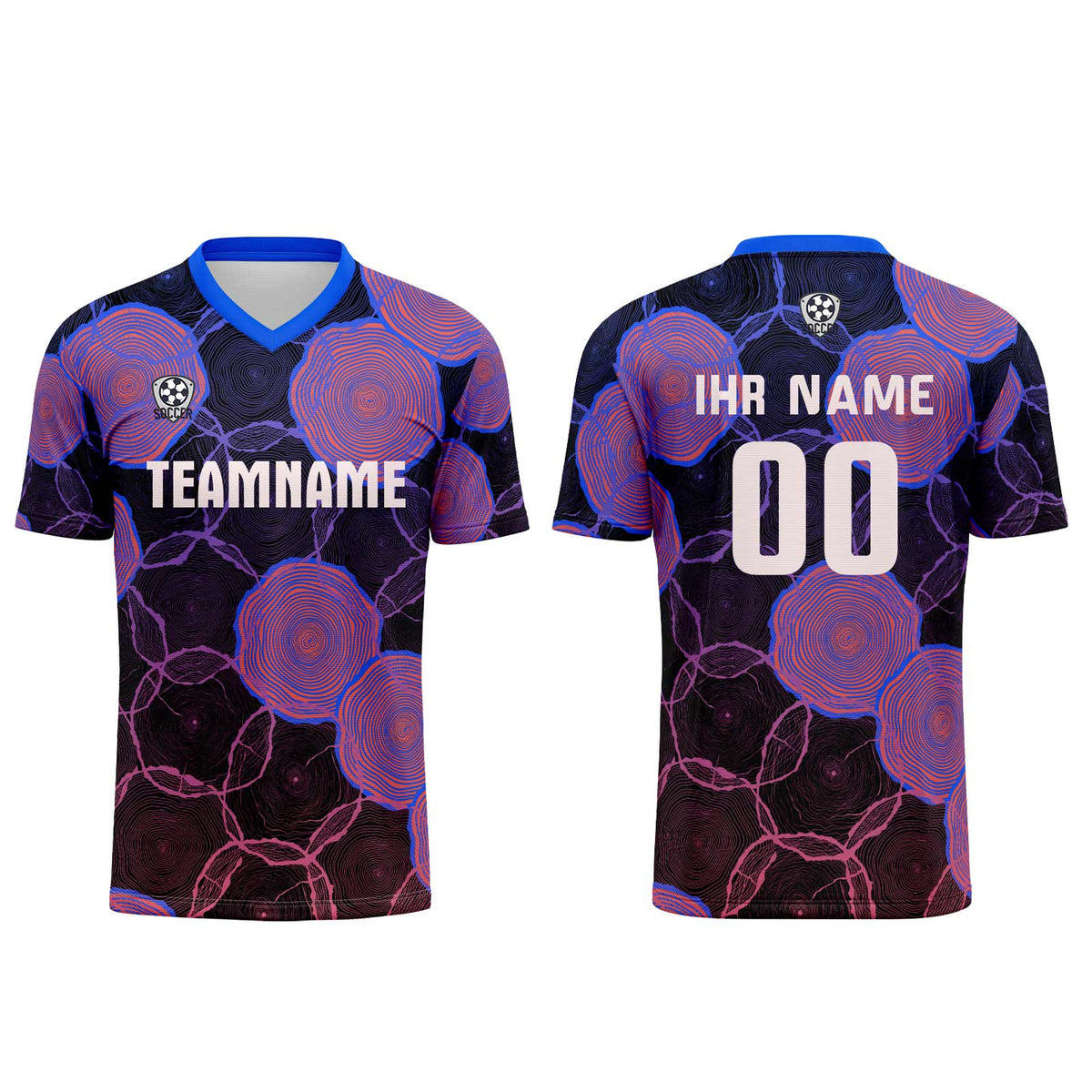 Benutzerdefinierte Blau Lila Gradient Trikots für Männer Frauen Personalisierte Fußball Uniformen für Erwachsene und Kind