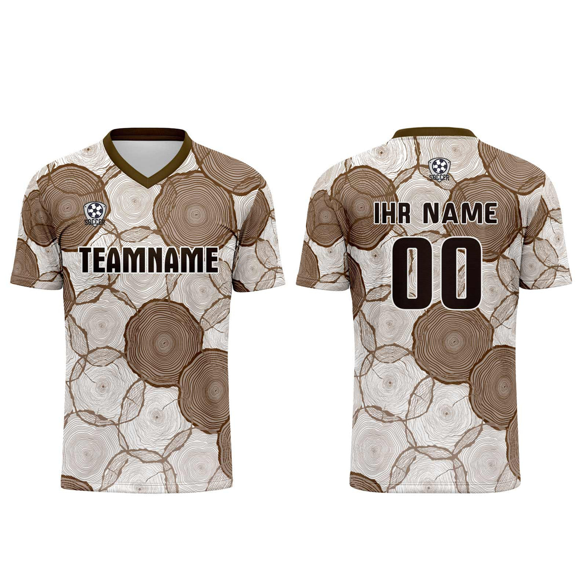 Benutzerdefinierte Weiß Braun Trikots für Männer Frauen Personalisierte Fußball Uniformen für Erwachsene und Kind