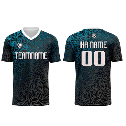 Benutzerdefinierte Blaues Silber Trikots für Männer Frauen Personalisierte Fußball Uniformen für Erwachsene und Kind
