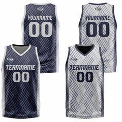 Benutzerdefinierte Marine Grau Reversible Basketball Jersey Personalisierte Drucken Name Nummer Logo