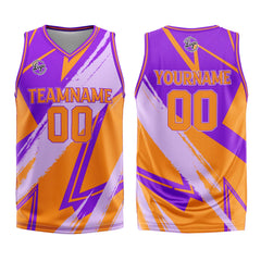 Benutzerdefinierter Lila Orange Basketball Jersey Uniform Anzug gedruckt Ihr Logo Name Nummer