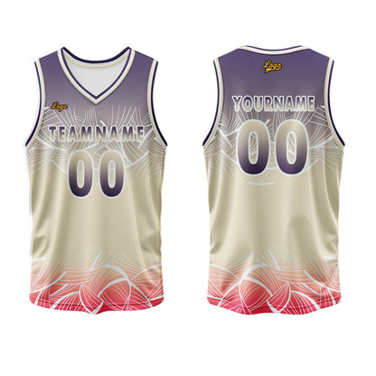 Benutzerdefinierter Lila Fleischfarbe Basketball Jersey Uniform Anzug gedruckt Ihr Logo Name Nummer