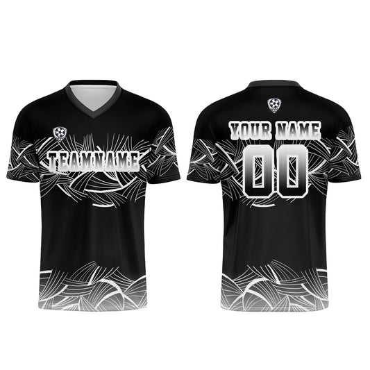 Benutzerdefinierte Schwarz Grau Trikots für Männer Frauen Personalisierte Fußball Uniformen für Erwachsene und Kind