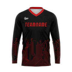 Kundenspezifisches Schwarz Rot Basketball Fußball Schießen langes T-Shirt für Erwachsene und Kinder