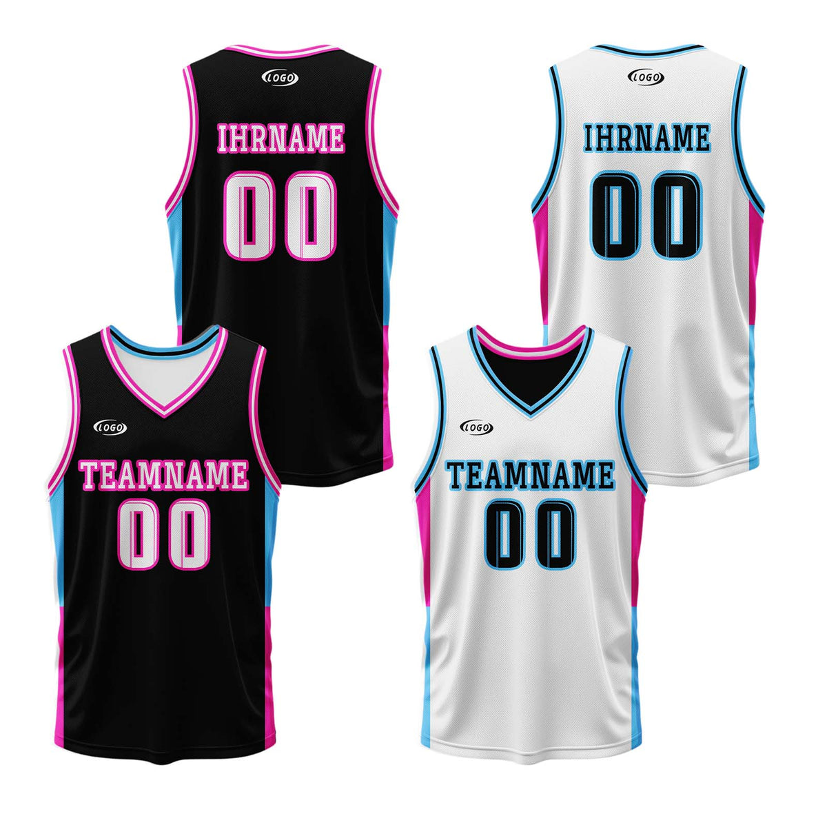 Benutzerdefinierte Schwarz Weiß Reversible Basketball Jersey Personalisierte Drucken Name Nummer Logo