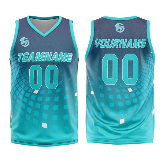 Benutzerdefinierter Marine Cyan Basketball Jersey Uniform Anzug gedruckt Ihr Logo Name Nummer