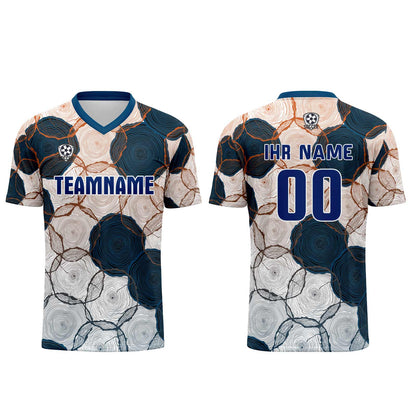 Benutzerdefinierte Dunkelblau Orange Trikots für Männer Frauen Personalisierte Fußball Uniformen für Erwachsene und Kind