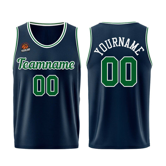 Individuelle Dunkelblau-Grün Basketball Jersey Shorts für Männer und Frauen Gestickter und gedruckter Name, Nummer und Logo