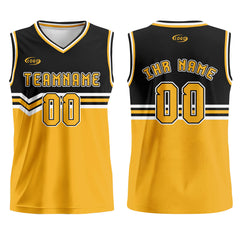 Benutzerdefinierter Schwarz Gelb Weiß Basketball Jersey Uniform Anzug gedruckt Ihr Logo Name Nummer
