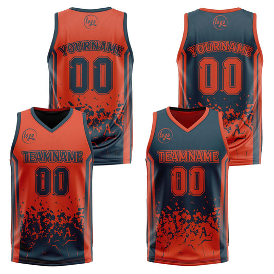 Benutzerdefinierte Langweilig Grün Orange Reversible Basketball Jersey Personalisierte Drucken Name Nummer Logo