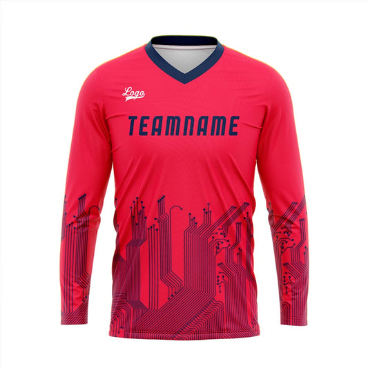 Kundenspezifisches Rose Rot Dunkelblau Basketball Fußball Schießen langes T-Shirt für Erwachsene und Kinder
