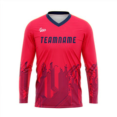 Kundenspezifisches Rose Rot Dunkelblau Basketball Fußball Schießen langes T-Shirt für Erwachsene und Kinder