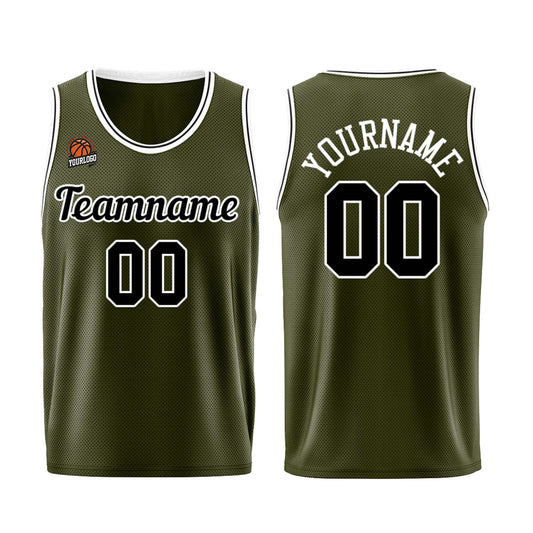 Individuelle Armeegrün-Schwarz Basketball Jersey Shorts für Männer und Frauen Gestickter und gedruckter Name, Nummer und Logo