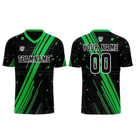 Benutzerdefinierte Schwarz Grün Trikots für Männer Frauen Personalisierte Fußball Uniformen für Erwachsene und Kind
