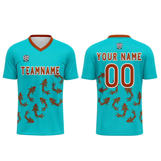 Benutzerdefinierte Sonnig Blau Trikots für Männer Frauen Personalisierte Fußball Uniformen für Erwachsene und Kind