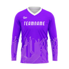 Kundenspezifisches Helllila Weiß Basketball Fußball Schießen langes T-Shirt für Erwachsene und Kinder