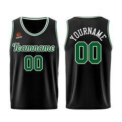 Individuelle Schwarz Grün Basketball Jersey Shorts für Männer und Frauen Gestickter und gedruckter Name, Nummer und Logo