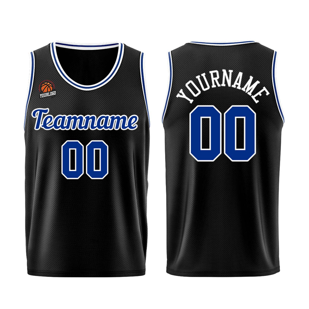 Individuelle Schwarz Königliche Basketball Jersey Shorts für Männer und Frauen Gestickter und gedruckter Name, Nummer und Logo