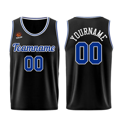 Individuelle Schwarz Königliche Basketball Jersey Shorts für Männer und Frauen Gestickter und gedruckter Name, Nummer und Logo