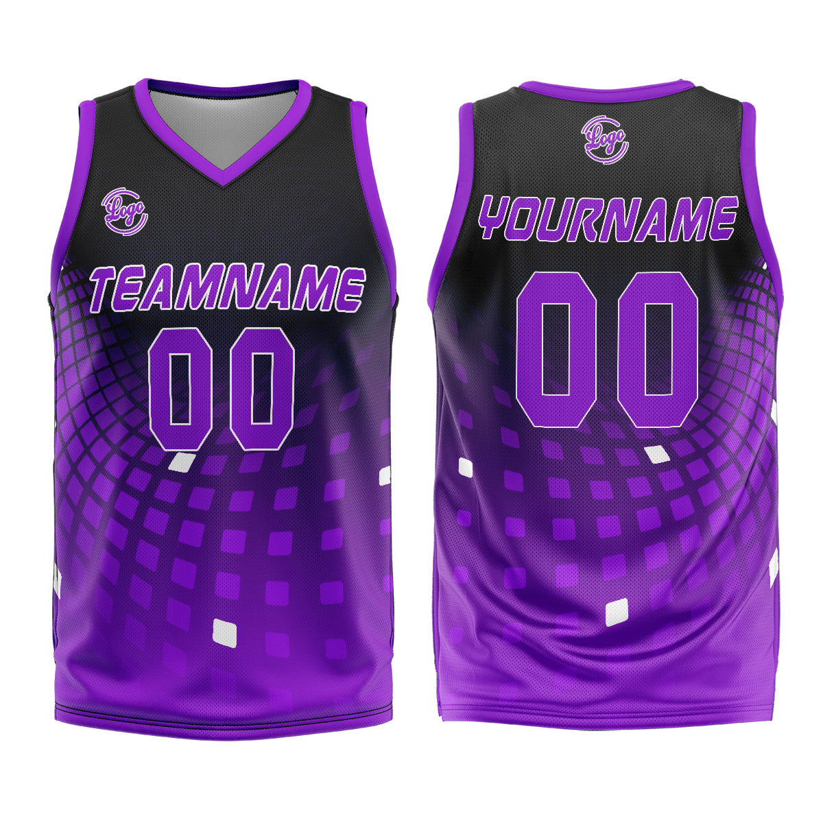 Benutzerdefinierter Schwarz Lila Basketball Jersey Uniform Anzug gedruckt Ihr Logo Name Nummer