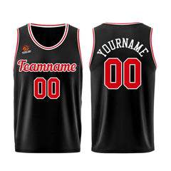 Individuelle Schwarz Rot Basketball Jersey Shorts für Männer und Frauen Gestickter und gedruckter Name, Nummer und Logo