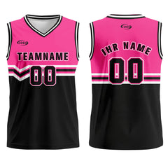 Benutzerdefinierter Rosa Schwarz Weiß Basketball Jersey Uniform Anzug gedruckt Ihr Logo Name Nummer