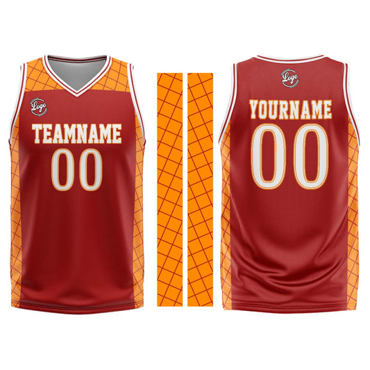Benutzerdefinierter Rot Orange Basketball Jersey Uniform Anzug gedruckt Ihr Logo Name Nummer